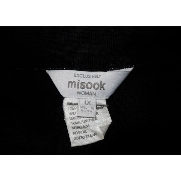 Exclusively Misook Woman Black Wide Leg Pants Pull On Acrylic Blend Size 1X - Picture 2 of 15